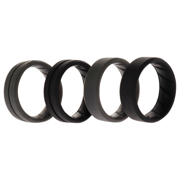 Silicone Wedding BR Middle Line Ring Set - Basic-Black-Grey by ROQ - Picture 2 of 2